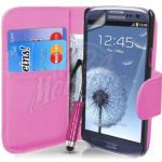Abbildung zeigt Galaxy S3 LTE (GT-i9305) Ledertasche Bookstyle pink