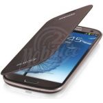 Abbildung zeigt Original Galaxy S3 LTE (GT-i9305) Akkudeckel mit Lederflappe brown EFC-1G6FAE