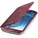Abbildung zeigt Original Galaxy S3 LTE (GT-i9305) Akkudeckel mit Lederflappe red EFC-1G6FRE