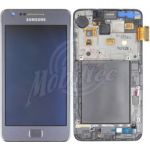 Abbildung zeigt Original Galaxy S2 Plus (GT-i9105) Frontschale mit Digitizer, AMOLED und Tasten blue