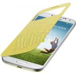 Abbildung zeigt Original Galaxy S4 LTE+ (GT-i9506) Akkudeckel mit Lederflappe S-View yellow EF-CI950BY