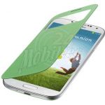Abbildung zeigt Original Galaxy S4 LTE+ (GT-i9506) Akkudeckel mit Lederflappe S-View green EF-CI950BG