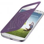 Abbildung zeigt Original Galaxy S4 LTE (GT-i9505) Akkudeckel mit Lederflappe S-View purple EF-CI950BV