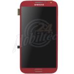 Abbildung zeigt Original Galaxy Note 2 LTE (GT-N7105) Frontschale mit Display und Touchscreen rot