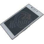 Abbildung zeigt Original Xperia M2 Aqua Frontschale +Display +Touchscreen +Rahmen weiß