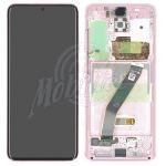 Abbildung zeigt Original Galaxy S20 5G (SM-G981B) Display + Touchscreen Einheit mit Rahmen pink