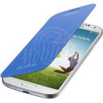 Abbildung zeigt Original Galaxy S4 LTE (GT-i9505) Akkudeckel mit Lederflappe blue EF-FI950BC