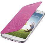 Abbildung zeigt Original Galaxy S4 (GT-i9500 not for Germany) Akkudeckel mit Lederflappe pink EF-FI950BP
