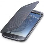 Abbildung zeigt Original Galaxy S3 LTE (GT-i9305) Akkudeckel mit Lederflappe blue EFC-1G6FBE