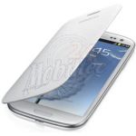 Abbildung zeigt Original Galaxy S3 LTE (GT-i9305) Akkudeckel mit Lederflappe white EFC-1G6FWE