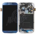 Abbildung zeigt Original Galaxy S4 LTE (GT-i9505) Frontschale mit Display und Touchscreen blue